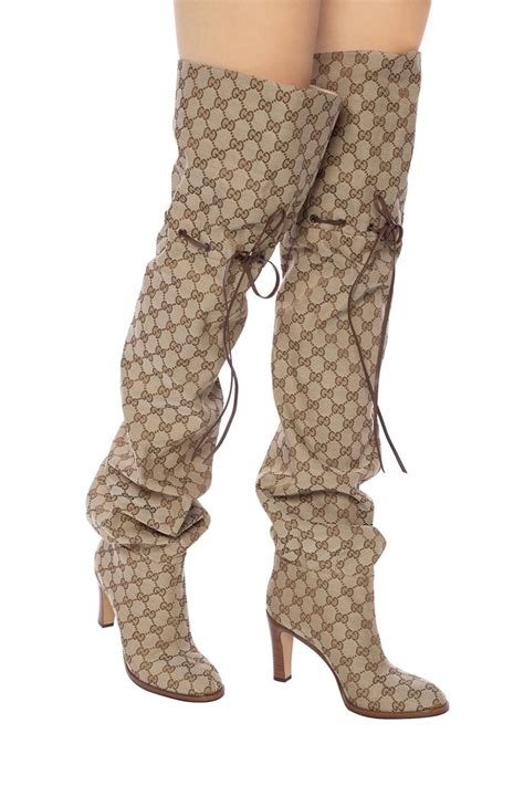 gucci wonens boots|gucci monogram thigh high boots.